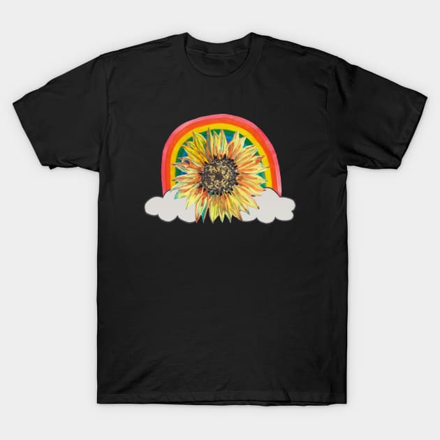 Sunflower with rainbow T-Shirt by deadblackpony